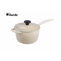 Iron handle Cast Iron Enamel Coating Sauce Pot with lid